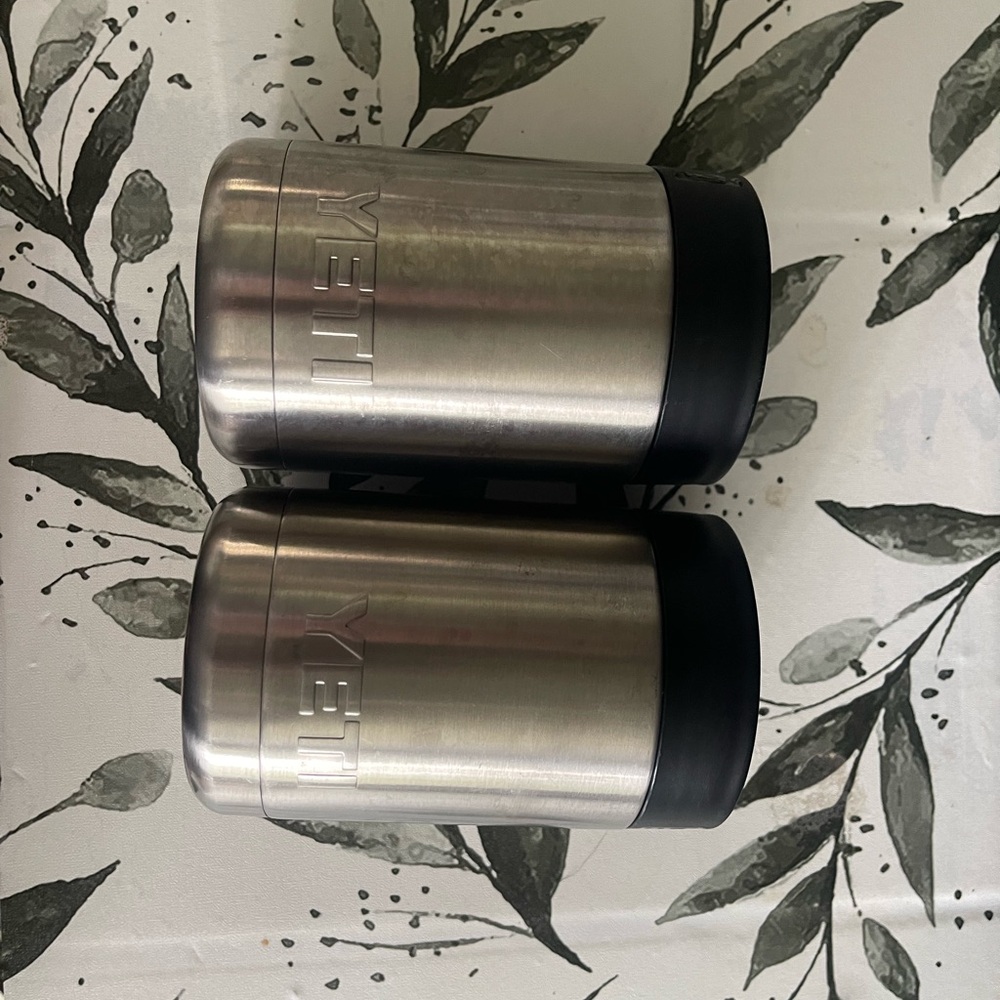 Yeti Stainless Steel Can Insulators in Stainless and Black (Set of 2)